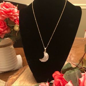 RESERVED Beautiful Crescent Druzy Moon